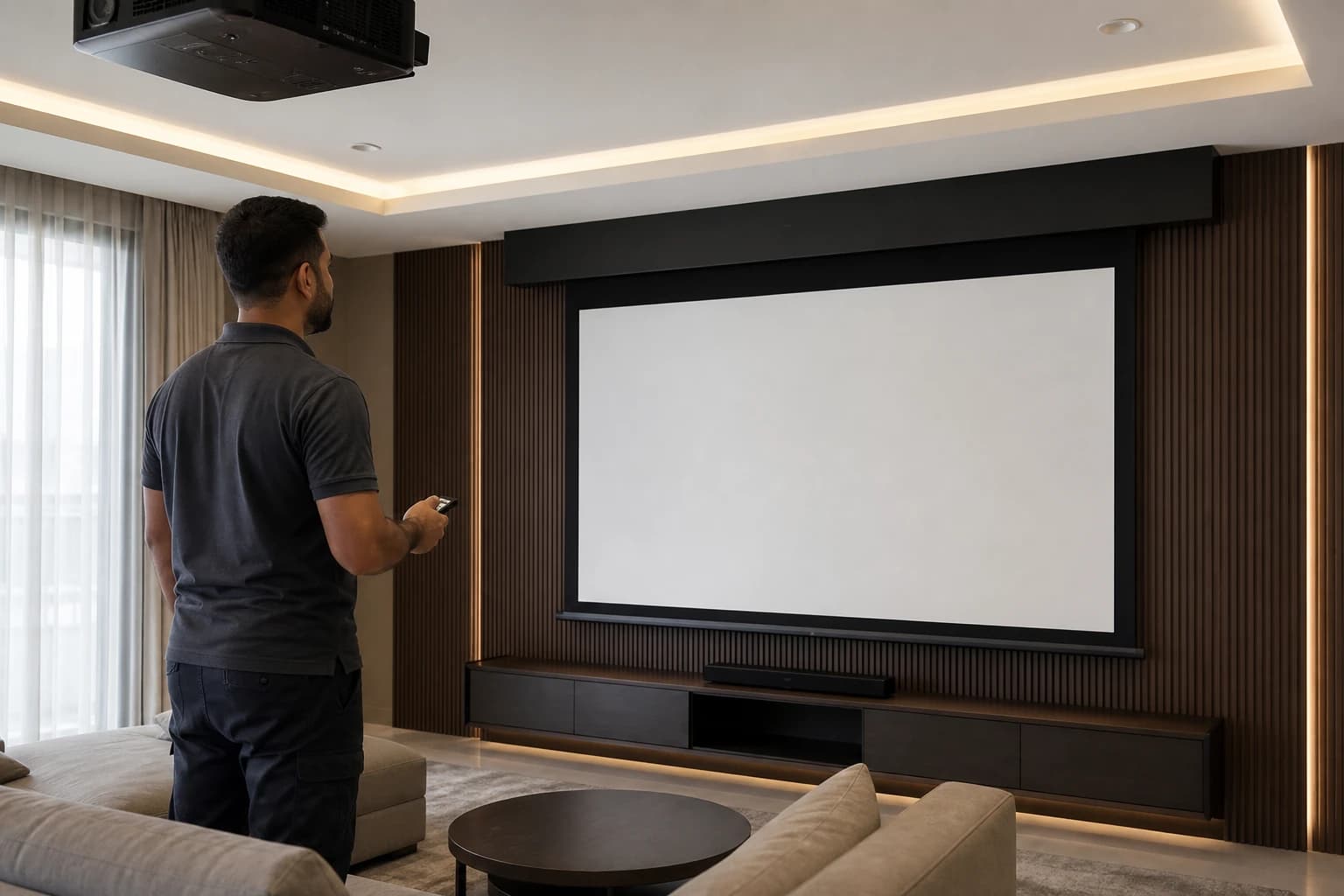 توريد وتركيب شاشة السينما المنزلية - فحص النتيجة النهائية